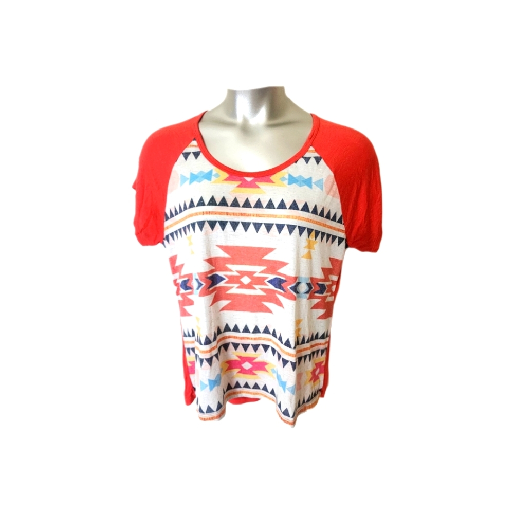 B'Leev Colored Southwestern Print Blouse